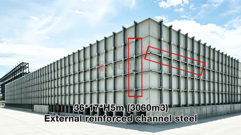 5m Galvanized external reinforced channel steel for Big size GRP sectional water tank